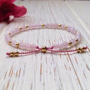 Women's Rose Quartz Crystal Bracelet Dainty